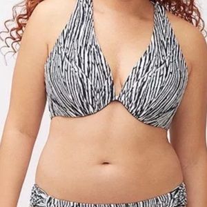 Cacique Tribal Zebra Macrame Plunge Bikini Top
